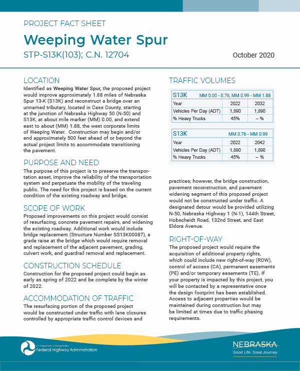 weeping water spur fact sheet 1