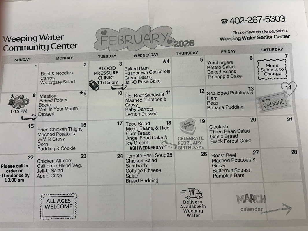 WW senior lunch February