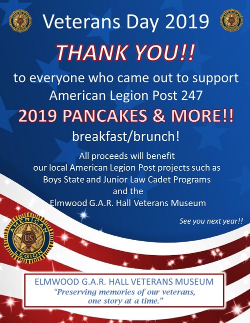 Veterans Day Pancake Feed 2019 thank you